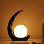 Contemporary Creative Moon Orb Resin Glass 1-Light Table Lamp For Bedroom Lumendat