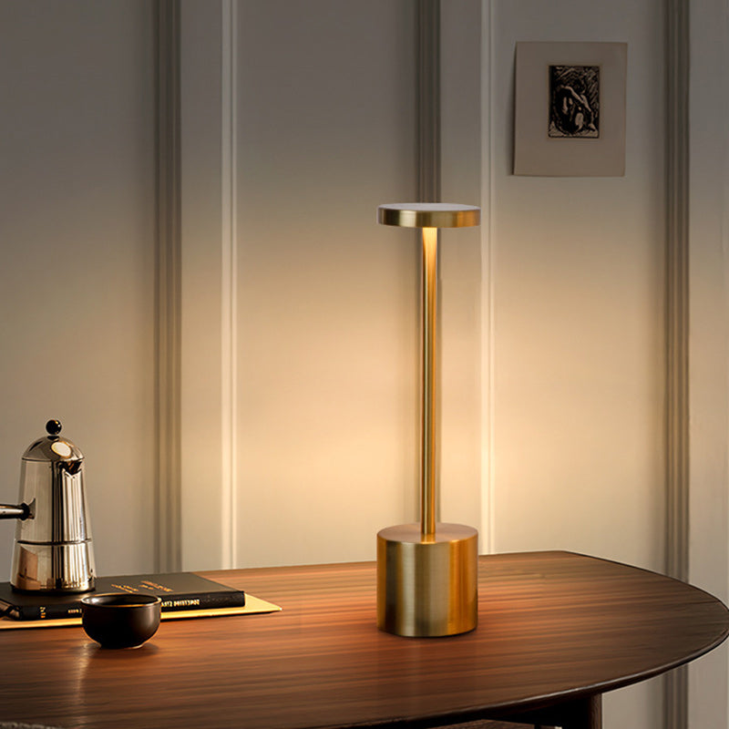 Modern Minimalist Round Cylinder Metal LED Table Lamp For Living Room Lumendat