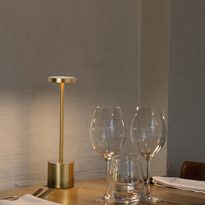 Modern Minimalist Round Cylinder Metal LED Table Lamp For Living Room Lumendat