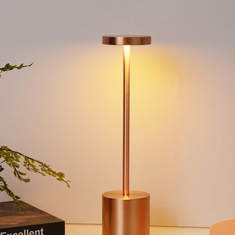 Modern Minimalist Round Cylinder Metal LED Table Lamp For Living Room Lumendat