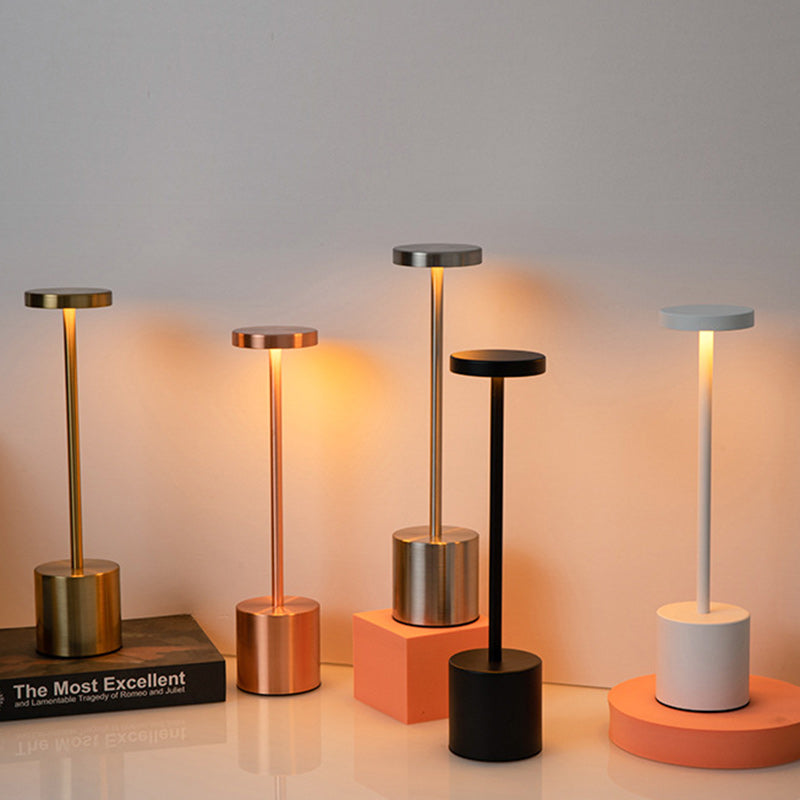 Modern Minimalist Round Cylinder Metal LED Table Lamp For Living Room Lumendat