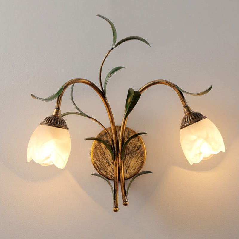 Modern Art Deco Flower Leaf Crystal Glass Iron 1/2 Light Wall Sconce Lamp for Bedroom