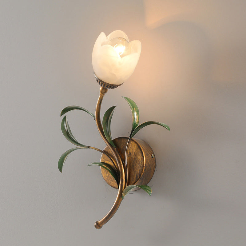 Modern Art Deco Flower Leaf Crystal Glass Iron 1/2 Light Wall Sconce Lamp for Bedroom