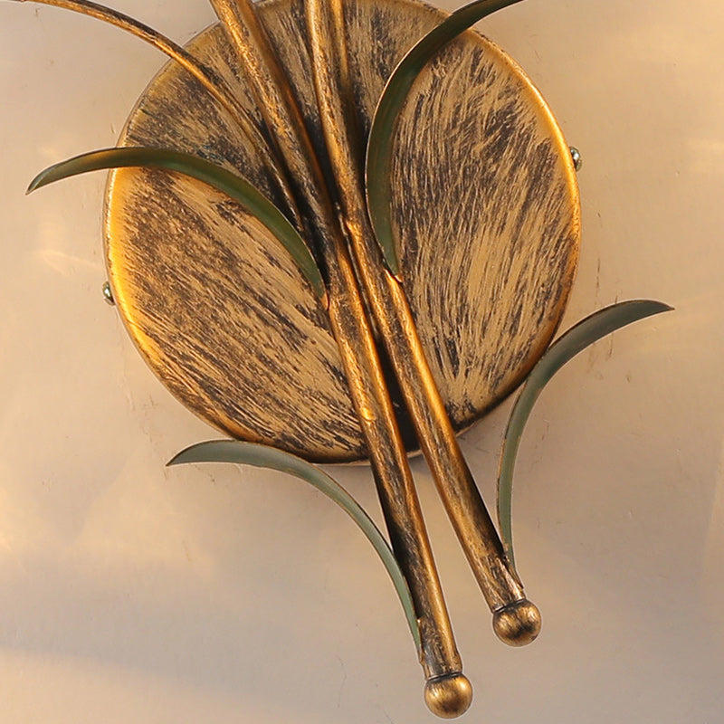 Modern Art Deco Flower Leaf Crystal Glass Iron 1/2 Light Wall Sconce Lamp for Bedroom