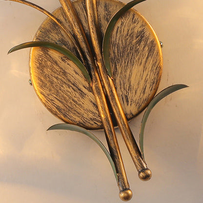Modern Art Deco Flower Leaf Crystal Glass Iron 1/2 Light Wall Sconce Lamp for Bedroom