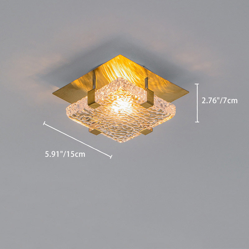 Modern Luxury Square Crystal Stainless Steel LED Flush Mount Ceiling Light for Bedroom