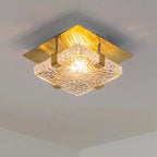 Modern Luxury Square Crystal Stainless Steel LED Flush Mount Ceiling Light for Bedroom