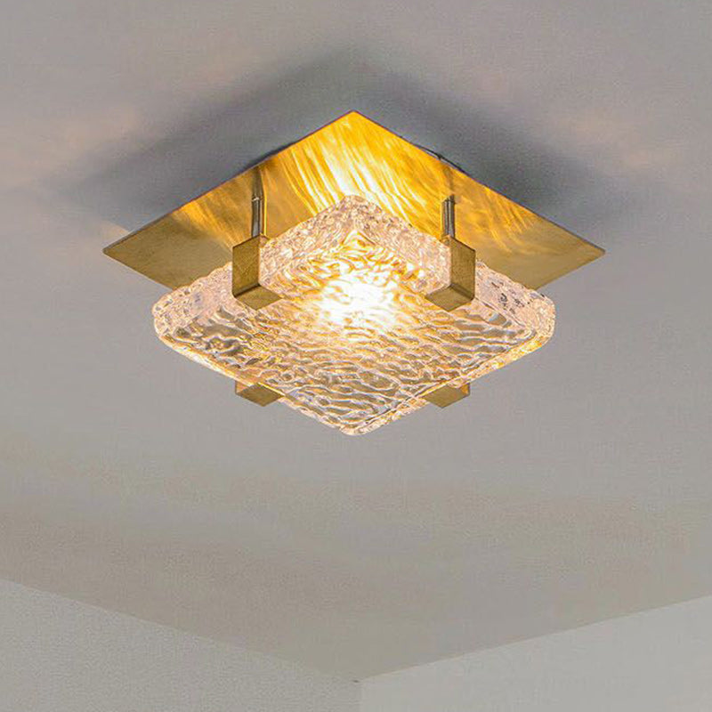 Modern Luxury Square Crystal Stainless Steel LED Flush Mount Ceiling Light for Bedroom