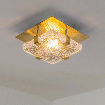Modern Luxury Square Crystal Stainless Steel LED Flush Mount Ceiling Light for Bedroom