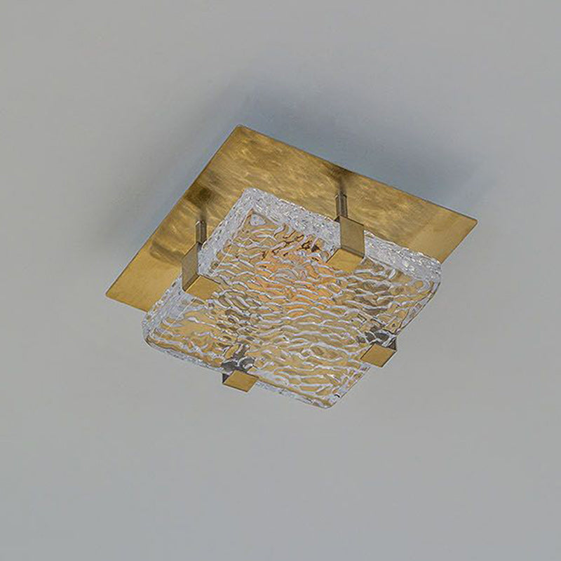 Modern Luxury Square Crystal Stainless Steel LED Flush Mount Ceiling Light for Bedroom