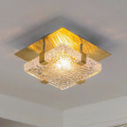 Modern Luxury Square Crystal Stainless Steel LED Flush Mount Ceiling Light for Bedroom