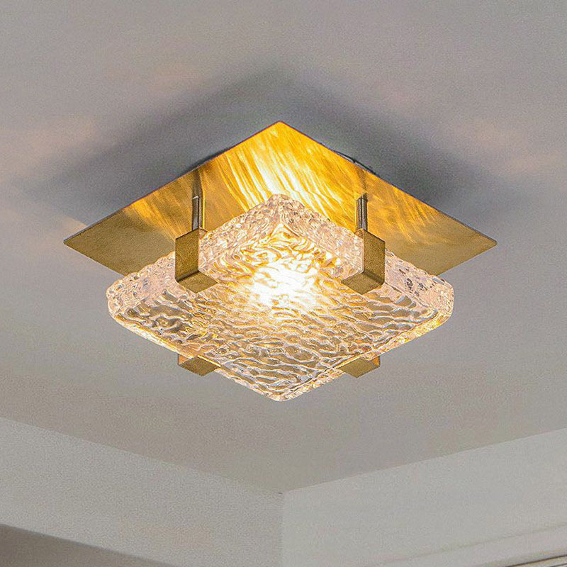 Modern Luxury Square Crystal Stainless Steel LED Flush Mount Ceiling Light for Bedroom