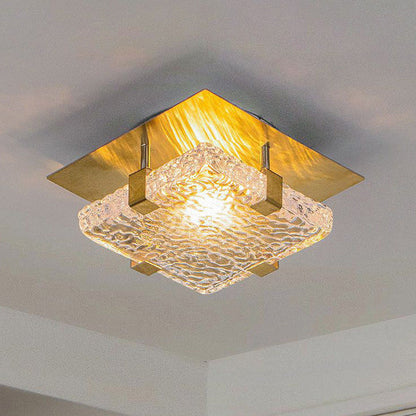 Modern Luxury Square Crystal Stainless Steel LED Flush Mount Ceiling Light for Bedroom