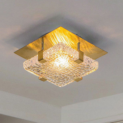 Modern Luxury Square Crystal Stainless Steel LED Flush Mount Ceiling Light for Bedroom