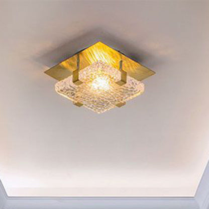 Modern Luxury Square Crystal Stainless Steel LED Flush Mount Ceiling Light for Bedroom
