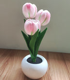 Modern Art Deco Tulip Bouquet PU Ceramic LED Table Lamp For Bedroom Lumendat