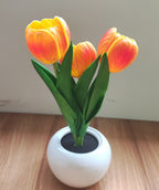 Modern Art Deco Tulip Bouquet PU Ceramic LED Table Lamp For Bedroom Lumendat