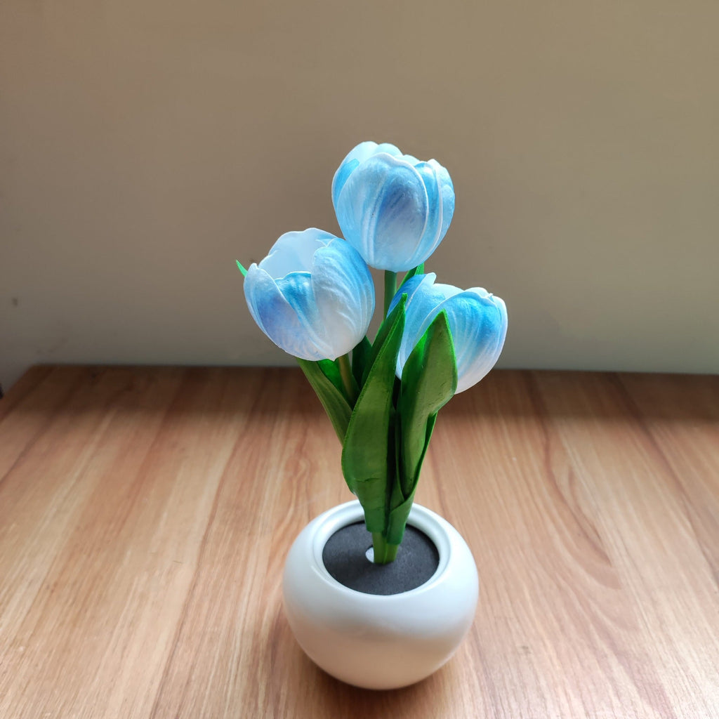 Modern Art Deco Tulip Bouquet PU Ceramic LED Table Lamp For Bedroom Lumendat