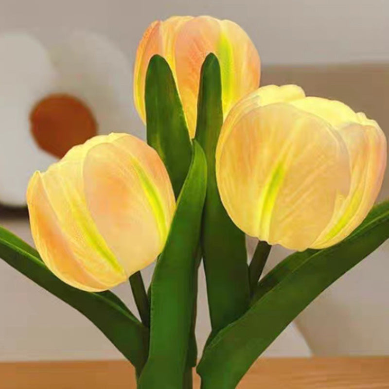 Modern Art Deco Tulip Bouquet PU Ceramic LED Table Lamp For Bedroom Lumendat