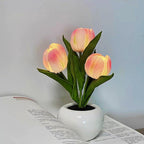 Modern Art Deco Tulip Bouquet PU Ceramic LED Table Lamp For Bedroom Lumendat