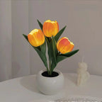 Modern Art Deco Tulip Bouquet PU Ceramic LED Table Lamp For Bedroom Lumendat