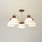 Traditional Japanese Bowl Branch Glass Iron 3/5/8 Light Semi-flush Mount Ceiling Light for Bedroom