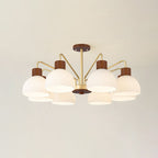 Traditional Japanese Bowl Branch Glass Iron 3/5/8 Light Semi-flush Mount Ceiling Light for Bedroom