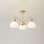 Traditional Japanese Bowl Branch Glass Iron 3/5/8 Light Semi-flush Mount Ceiling Light for Bedroom