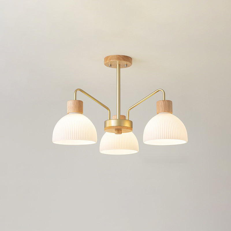 Traditional Japanese Bowl Branch Glass Iron 3/5/8 Light Semi-flush Mount Ceiling Light for Bedroom