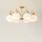 Traditional Japanese Bowl Branch Glass Iron 3/5/8 Light Semi-flush Mount Ceiling Light for Bedroom