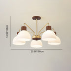 Traditional Japanese Bowl Branch Glass Iron 3/5/8 Light Semi-flush Mount Ceiling Light for Bedroom