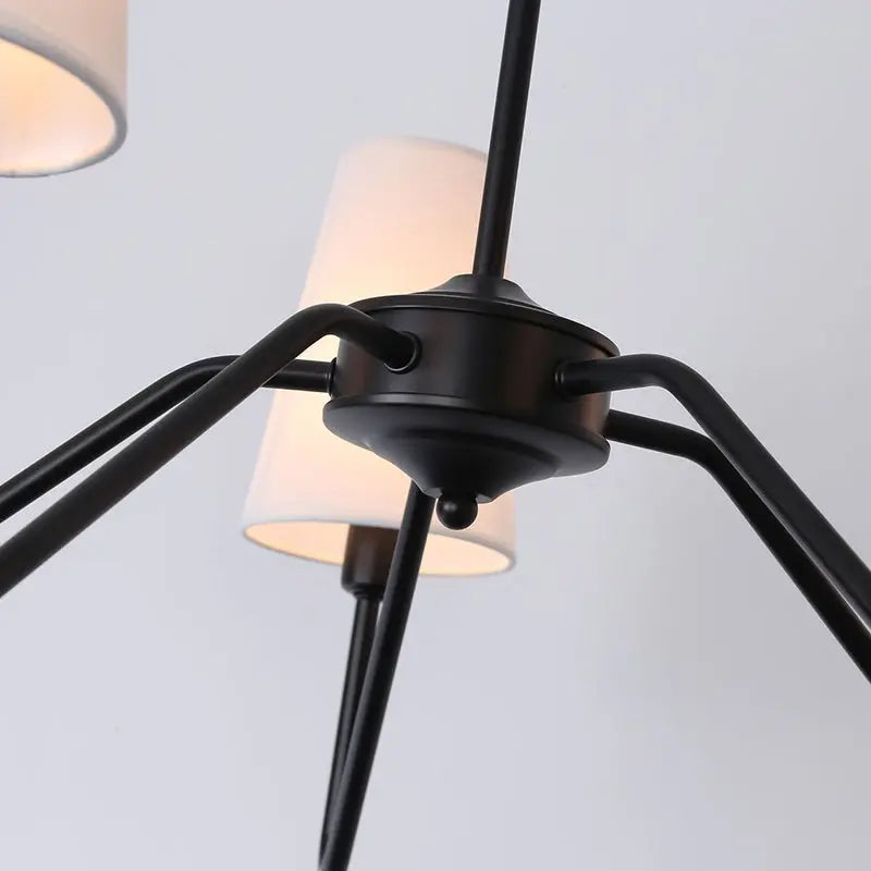 Traditional Vintage Branch Round Fabric Iron 4/5 Light Chandeliers for Living Room Lumendat