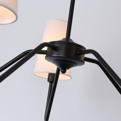 Traditional Vintage Branch Round Fabric Iron 4/5 Light Chandeliers for Living Room