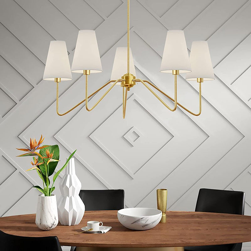 Traditional Vintage Branch Round Fabric Iron 4/5 Light Chandeliers for Living Room