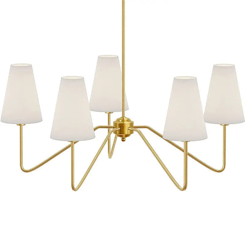 Traditional Vintage Branch Round Fabric Iron 4/5 Light Chandeliers for Living Room Lumendat