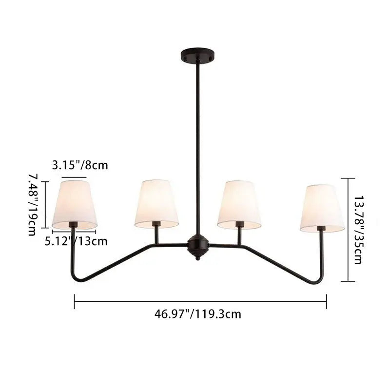 Traditional Vintage Branch Round Fabric Iron 4/5 Light Chandeliers for Living Room Lumendat