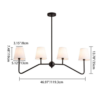 Traditional Vintage Branch Round Fabric Iron 4/5 Light Chandeliers for Living Room