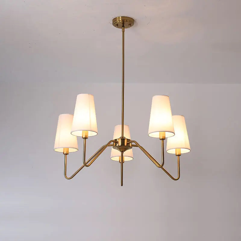 Traditional Vintage Branch Round Fabric Iron 4/5 Light Chandeliers for Living Room Lumendat