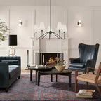 Traditional Vintage Branch Round Fabric Iron 4/5 Light Chandeliers for Living Room Lumendat