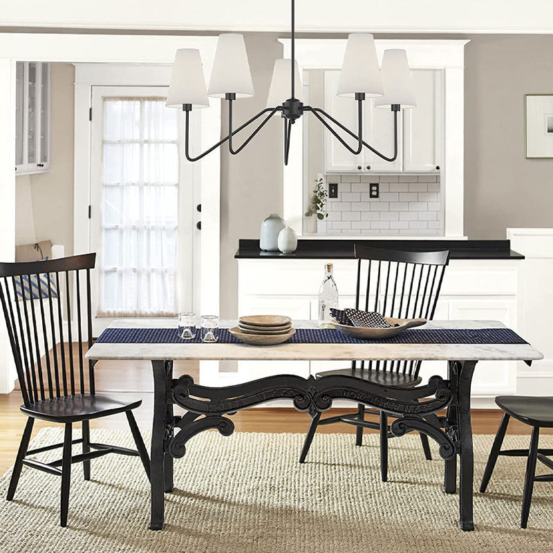 Traditional Vintage Branch Round Fabric Iron 4/5 Light Chandeliers for Living Room