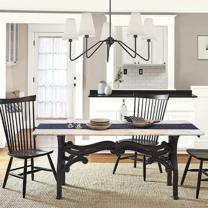 Traditional Vintage Branch Round Fabric Iron 4/5 Light Chandeliers for Living Room