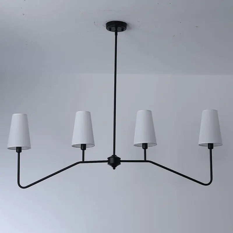 Traditional Vintage Branch Round Fabric Iron 4/5 Light Chandeliers for Living Room Lumendat