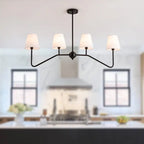 Traditional Vintage Branch Round Fabric Iron 4/5 Light Chandeliers for Living Room Lumendat