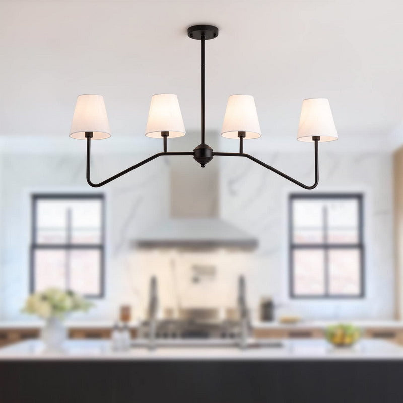 Traditional Vintage Branch Round Fabric Iron 4/5 Light Chandeliers for Living Room