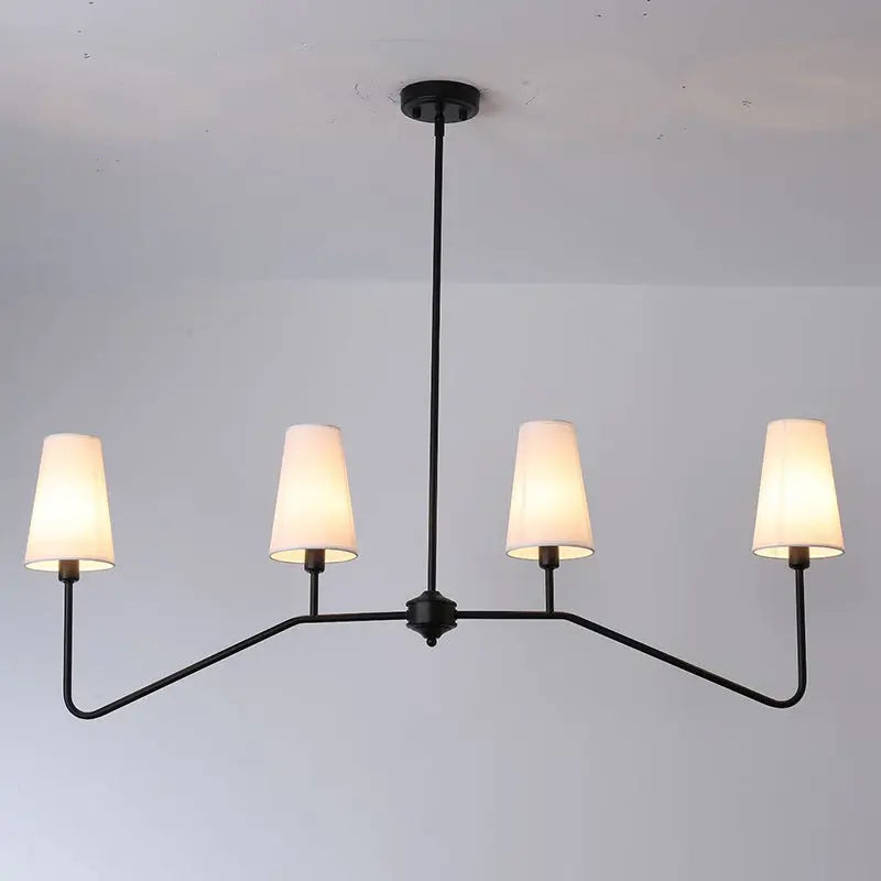 Traditional Vintage Branch Round Fabric Iron 4/5 Light Chandeliers for Living Room Lumendat