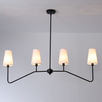 Traditional Vintage Branch Round Fabric Iron 4/5 Light Chandeliers for Living Room