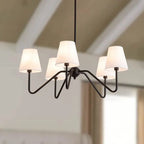 Traditional Vintage Branch Round Fabric Iron 4/5 Light Chandeliers for Living Room Lumendat