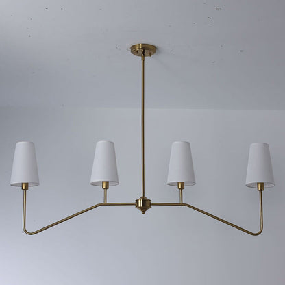 Traditional Vintage Branch Round Fabric Iron 4/5 Light Chandeliers for Living Room