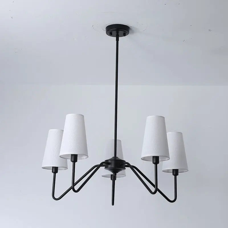 Traditional Vintage Branch Round Fabric Iron 4/5 Light Chandeliers for Living Room Lumendat