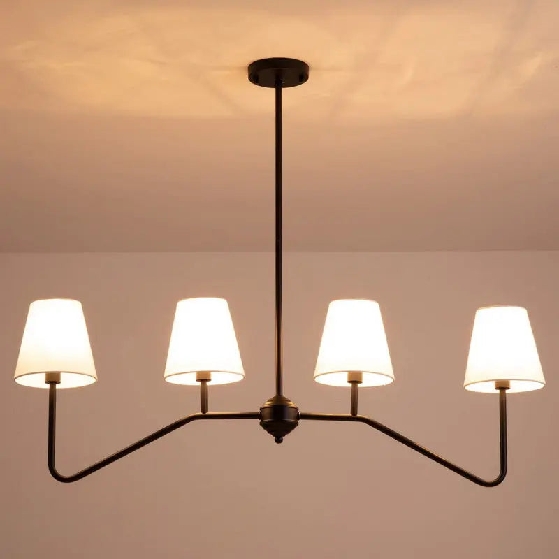 Traditional Vintage Branch Round Fabric Iron 4/5 Light Chandeliers for Living Room Lumendat
